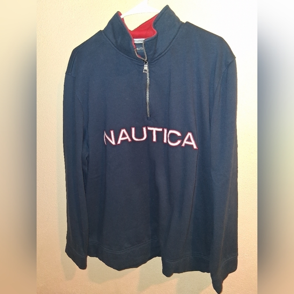 Nautica 1/4 Zip Pullover Navy Red Classic XL